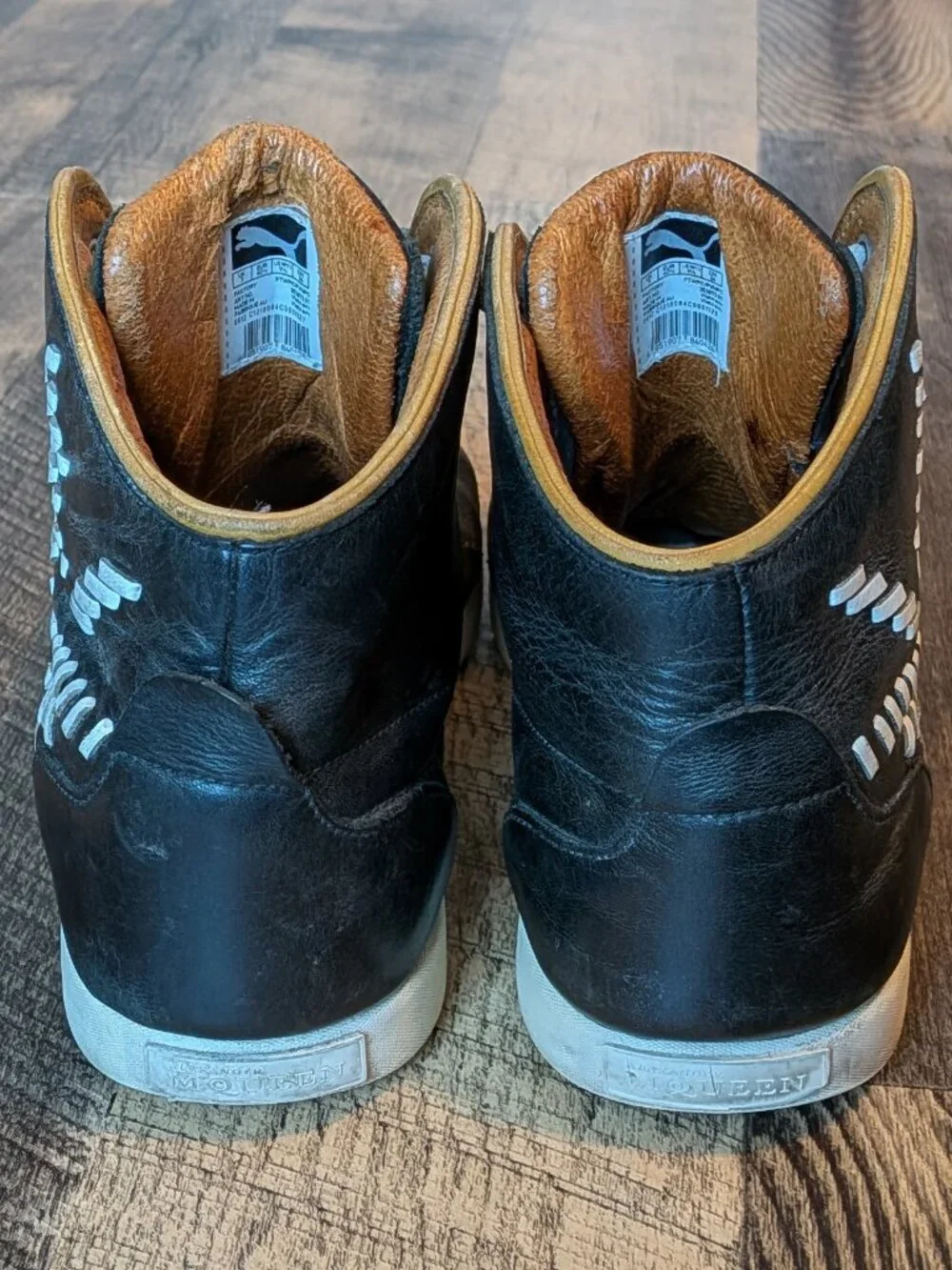 Alexander McQueen Puma Medius Leather Sneakers Black White Shoes